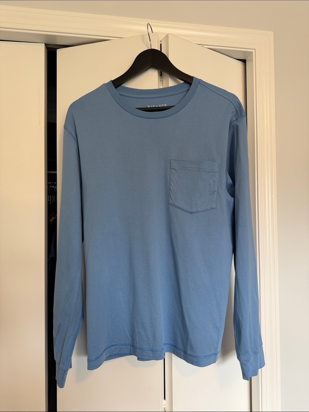 Kit and Ace Light Blue Long-Sleeve Pocket Tee